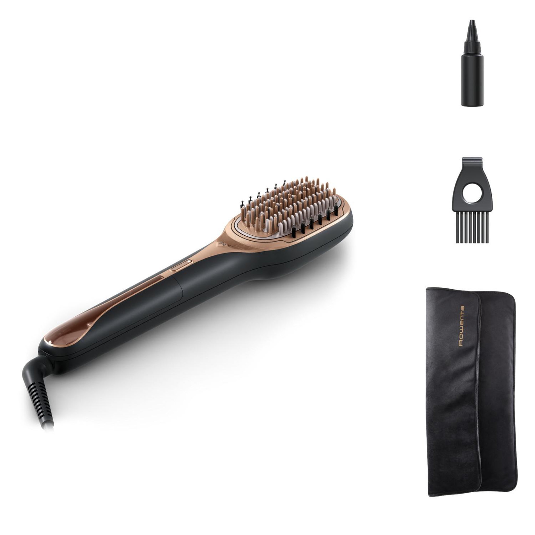 Voir la diapositive 3 : ROWENTA Rowenta Ultimate Experience HAIR THERAPIST Universel Brosse à cheveux rectangulaire Noir, Or rose 1 pièce(s)