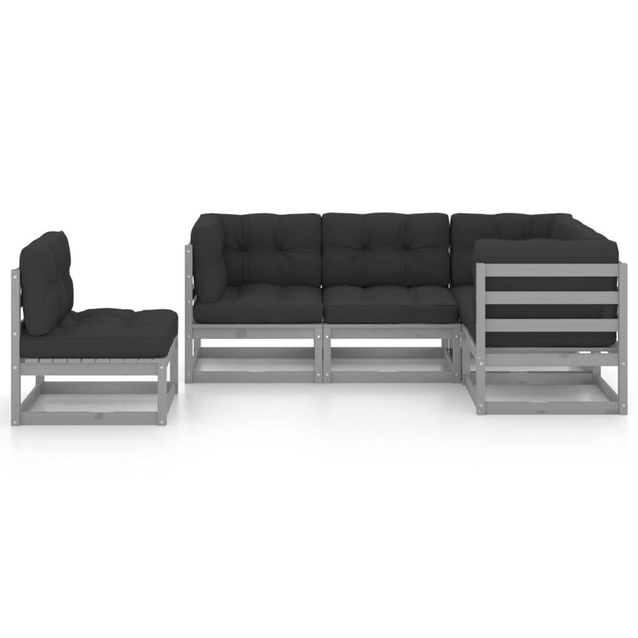 Voir la diapositive 3 : VIDAXL Salon de jardin 5 pcs avec coussins Bois de pin massif