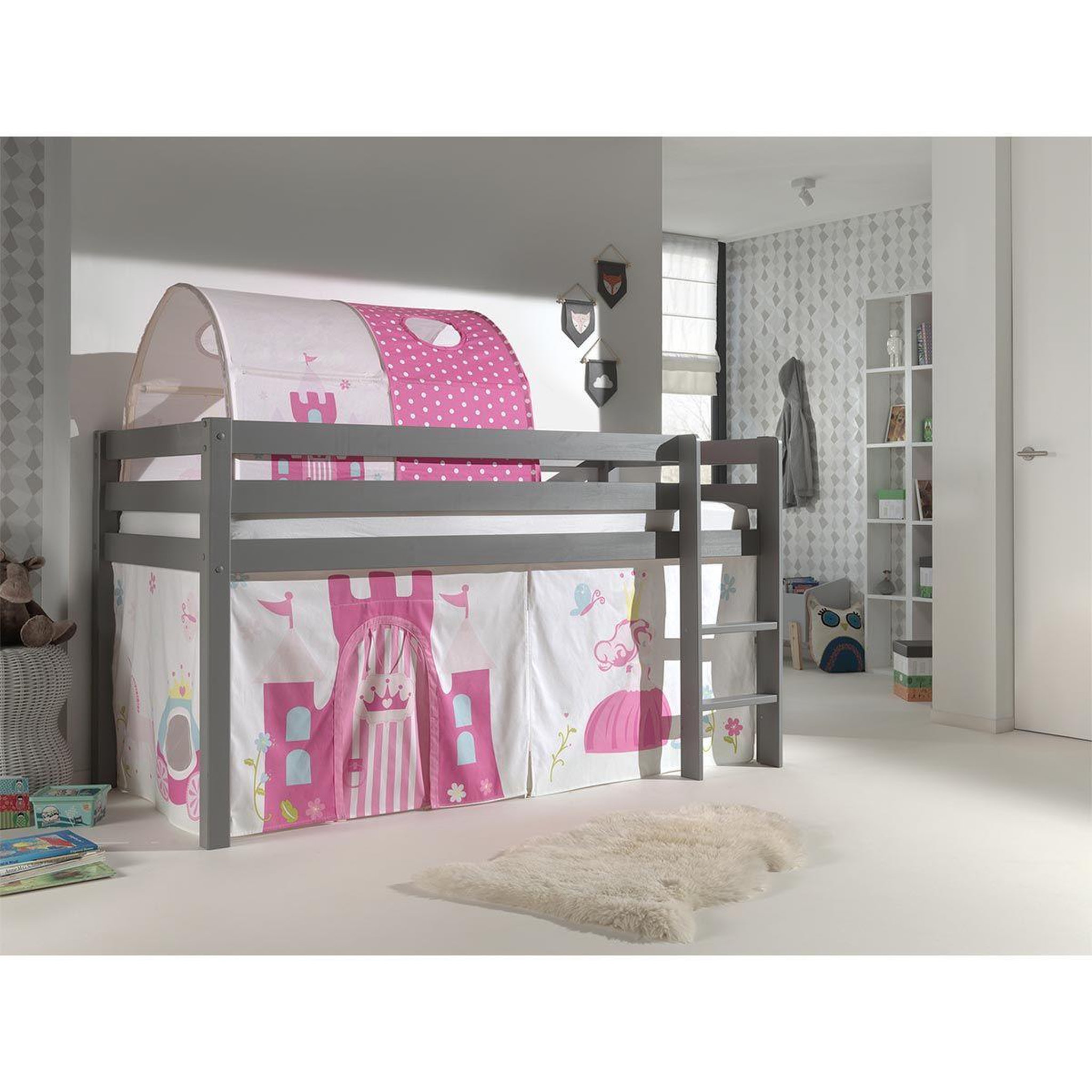 Voir la diapositive 2 : Paris Prix Pack - lit enfant, tente & tunnel  pino princesse  gris