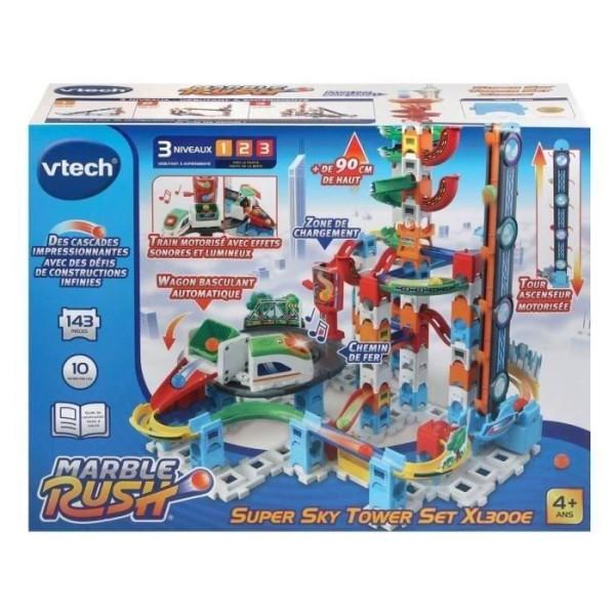 Voir la diapositive 2 : VTECH Circuit de billes VTECH MARBLE RUSH - SUPER SKY TOWER SET XL300E - 143 pieces - Pour enfants de 4 ans et plus