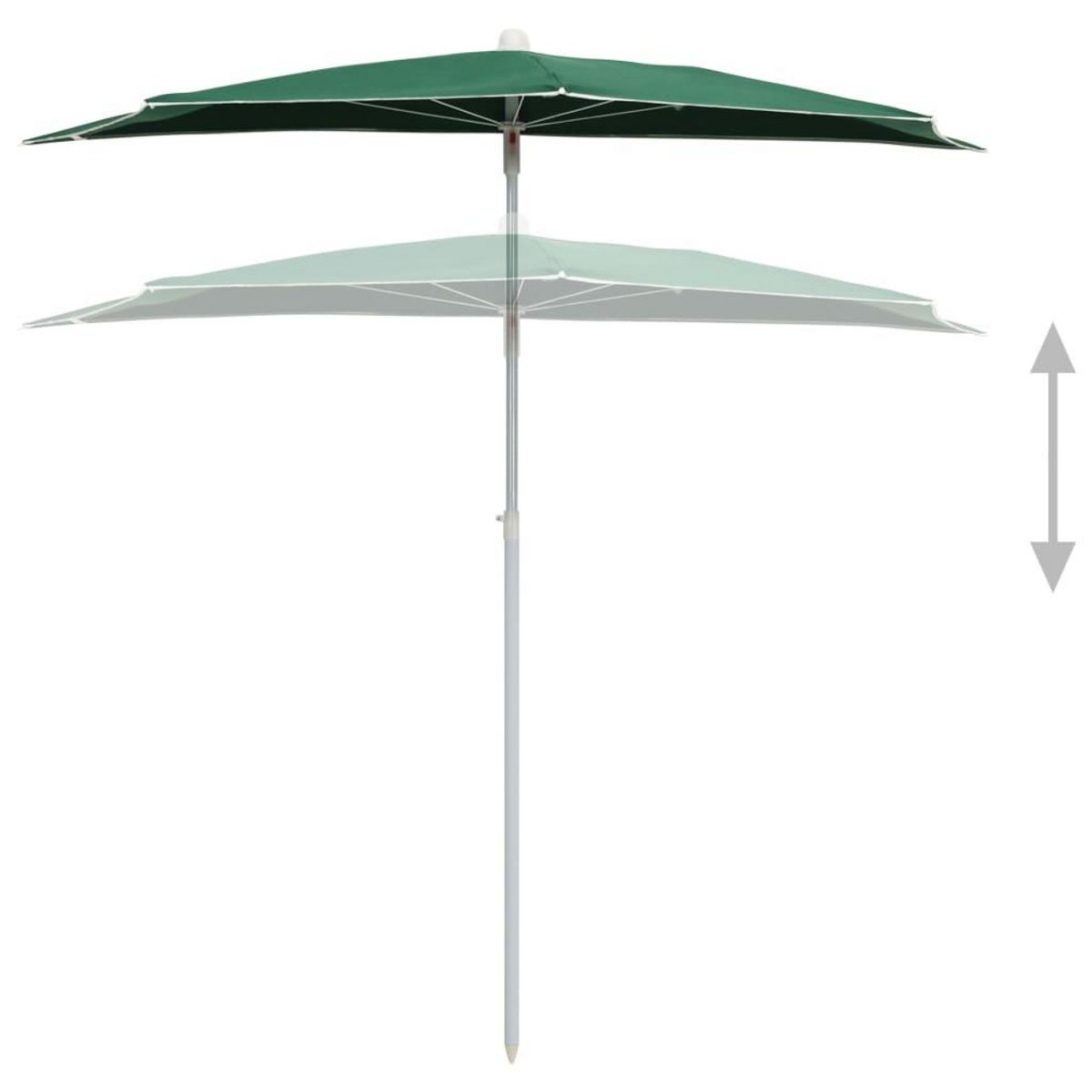 VIDAXL Demi-parasol de jardin avec mat 180x90 cm vert