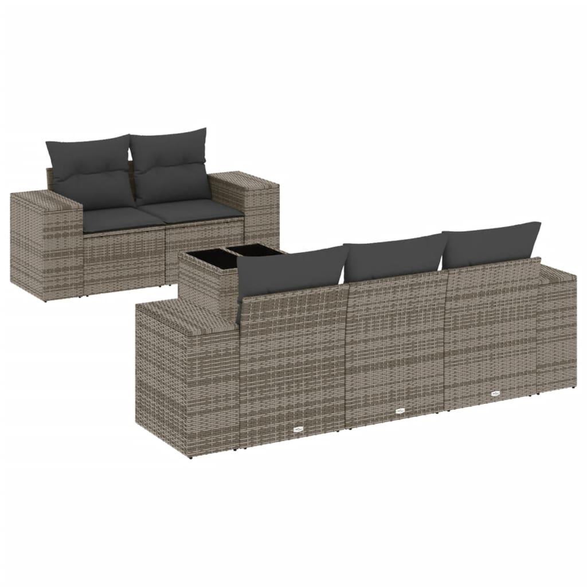 Voir la diapositive 2 : VIDAXL Salon de jardin 6 pcs avec coussins gris resine tressee