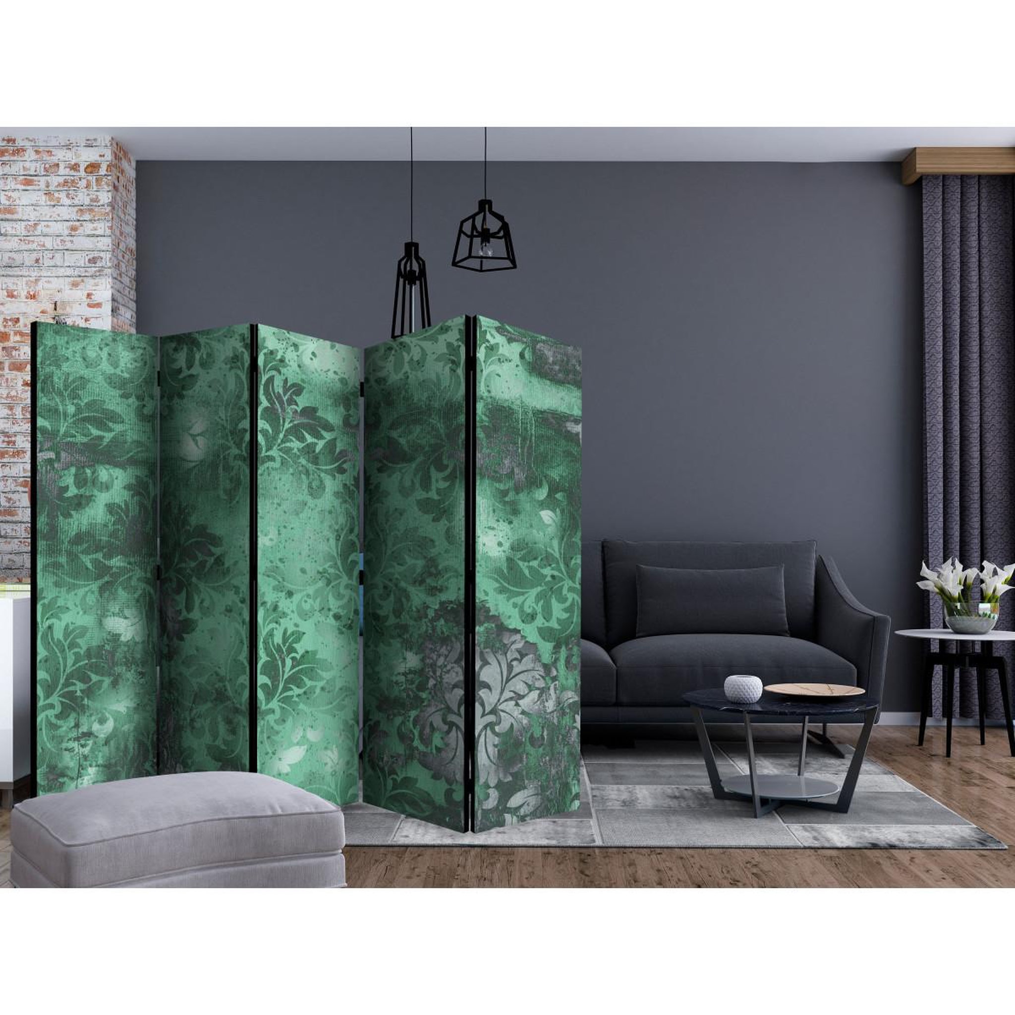 Voir la diapositive 2 : Paris Prix Paravent 5 volets  emerald memory  172x225cm