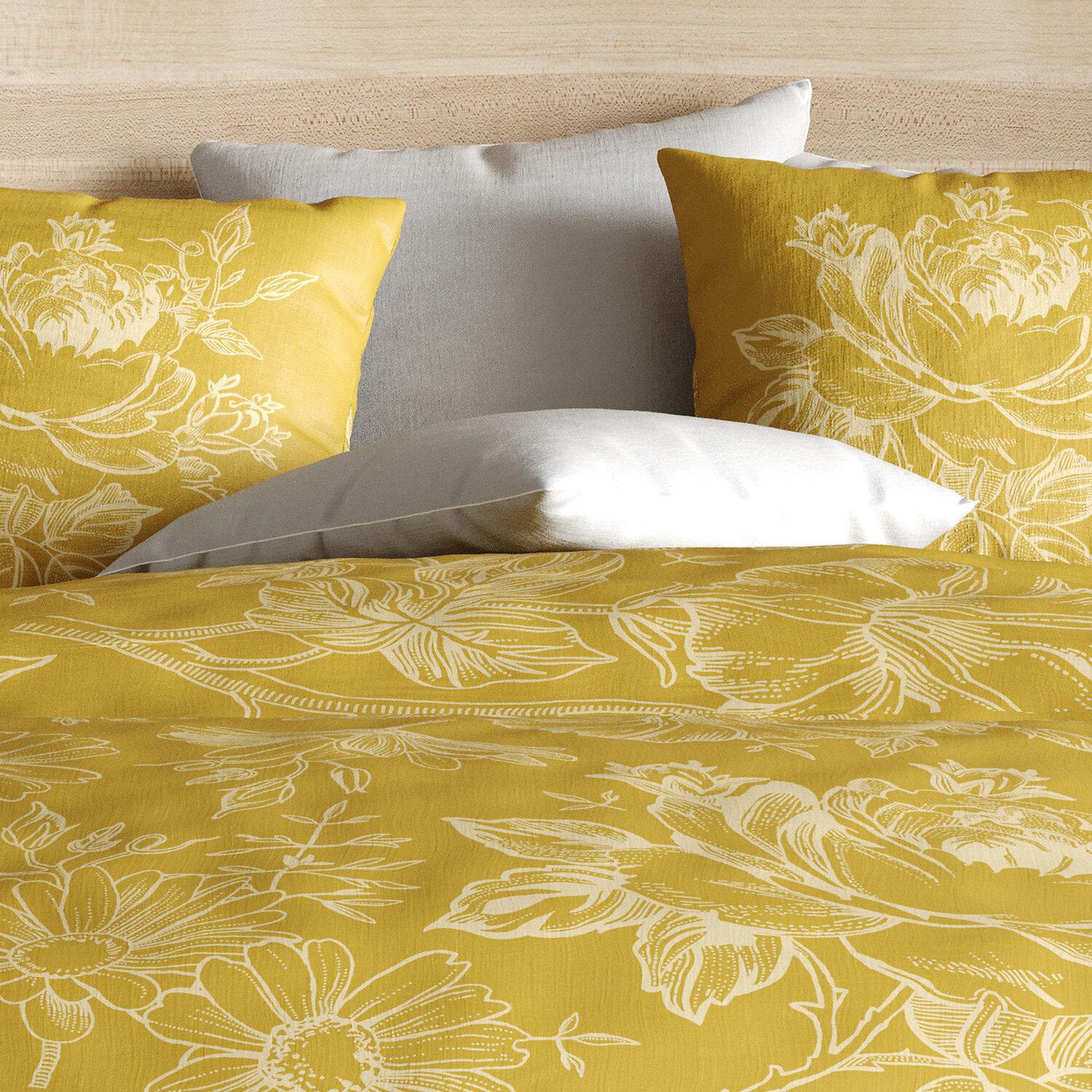 Voir la diapositive 3 : Les Ateliers du Linge Parure housse de couette 100% coton 57fils-victoria ocre