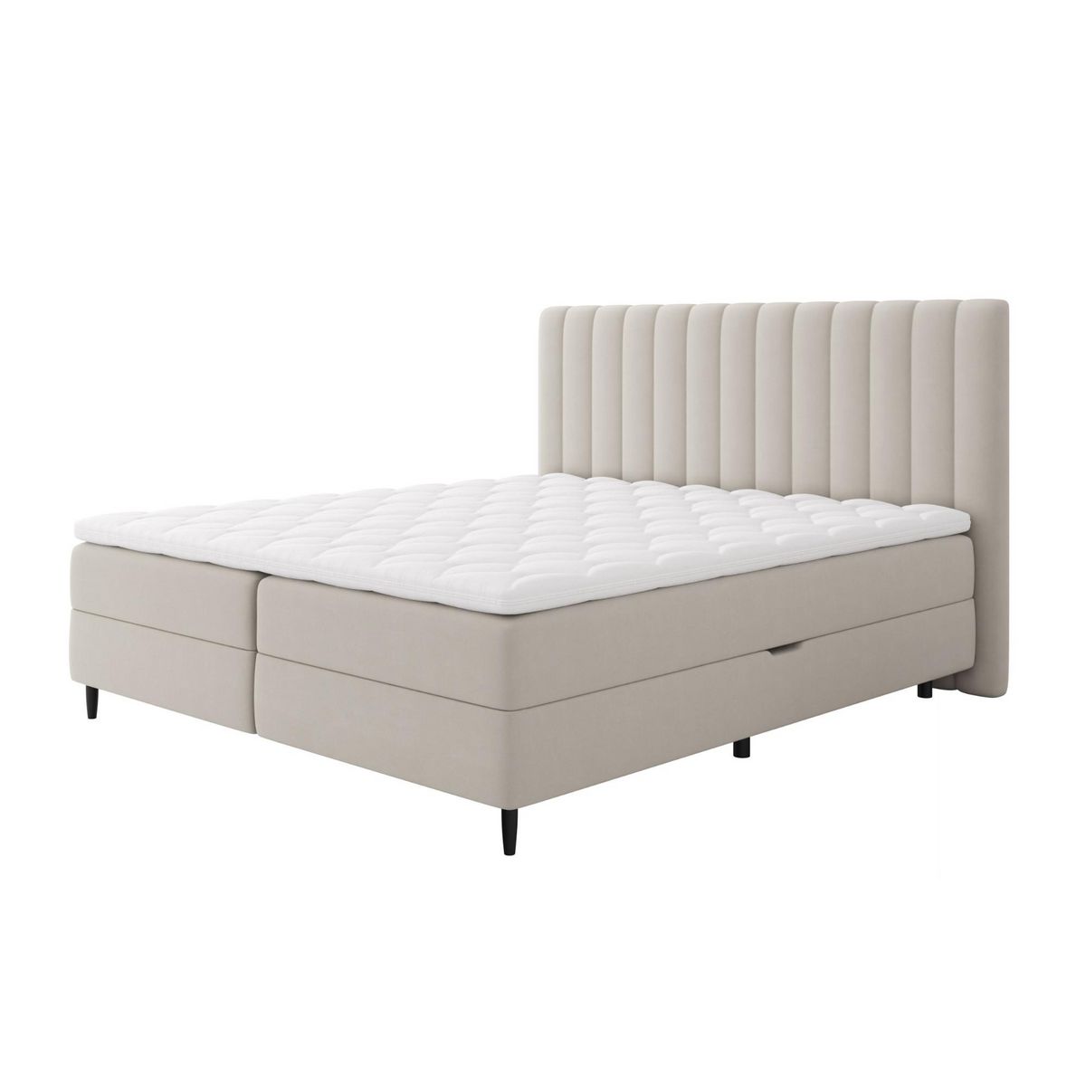 BEST MOBILIER Maria - lit boxspring - 160x200 - en velours - coffres et surmatelas inclus