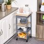 Voir la diapositive 2 : HOMCOM Chariot de service desserte de cuisine à roulettes 2 étagères + plateau amovible + tiroir bois de pin MDF