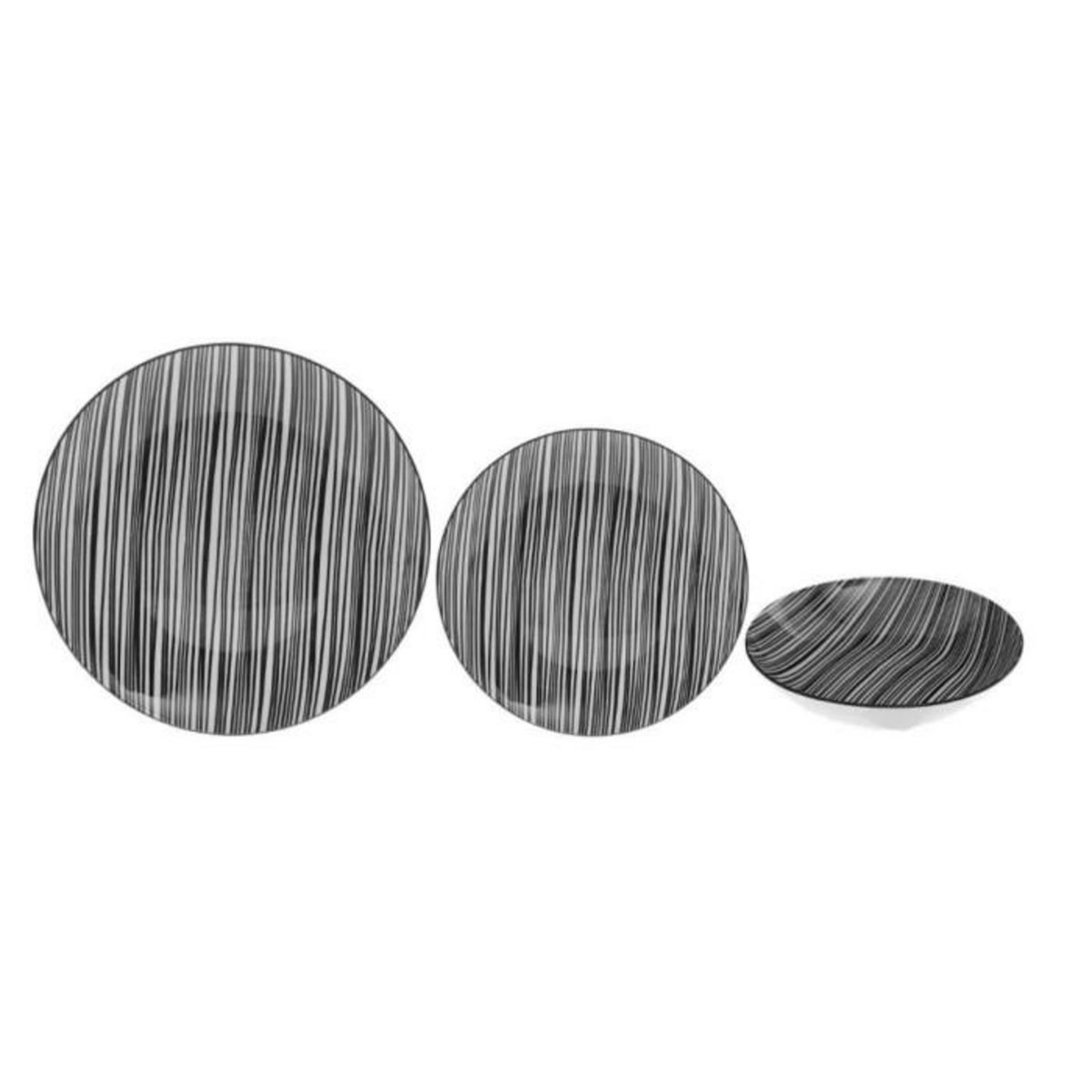 SECRET DE GOURMET Service de Table 18 Pièces  Bohemia Zèbre  27cm Noir