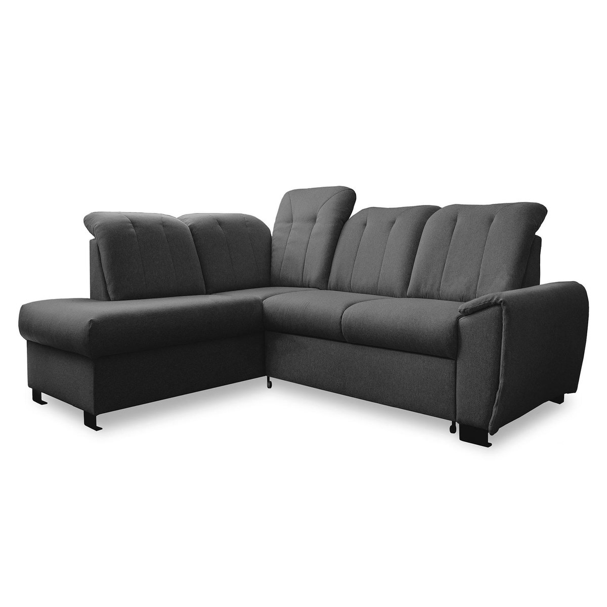 BEST MOBILIER Paul - canapé d'angle gauche - 5 places - convertible avec coffre et têtières - en tissu