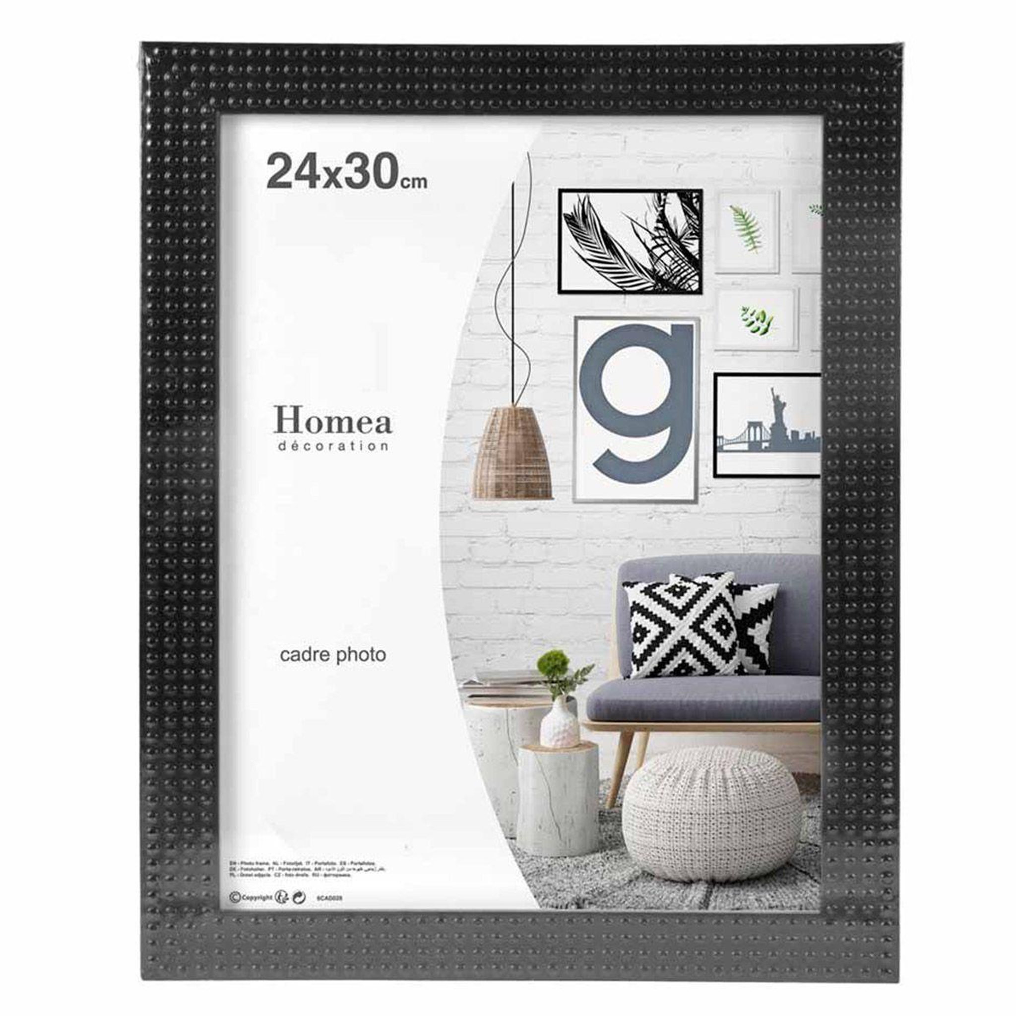 HOMEA Cadre Photo Déco  Esprit Matière  24x30cm Noir