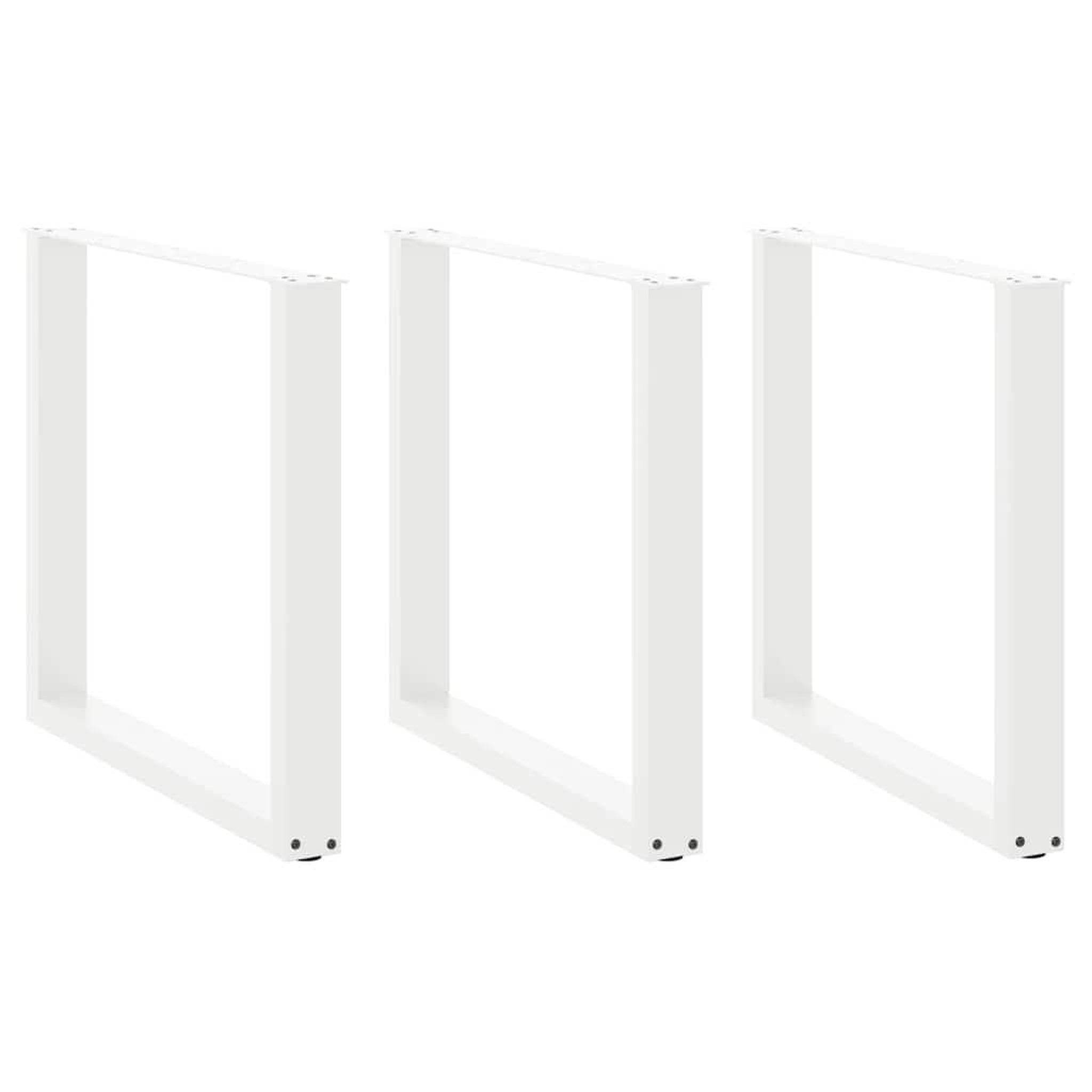 VIDAXL Pieds de table basse forme de U 3 pcs blanc 80x(72-73) cm acier