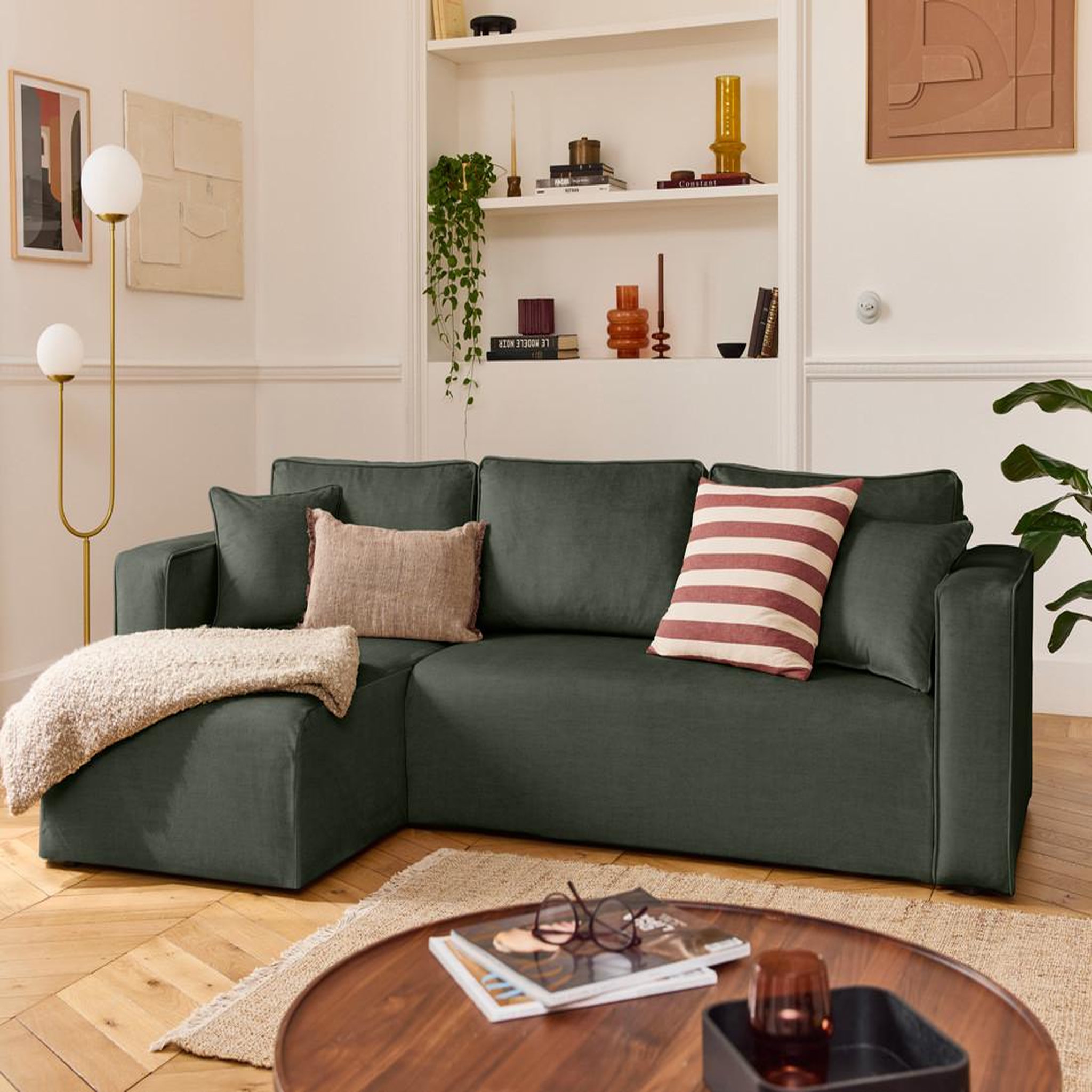 Voir la diapositive 5 : BEST MOBILIER Housse en velours pour canapé déhoussable topaze
