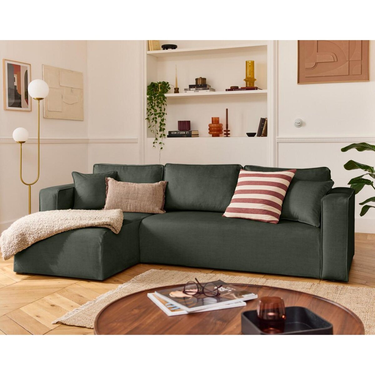 BEST MOBILIER Housse en velours pour canapé déhoussable topaze