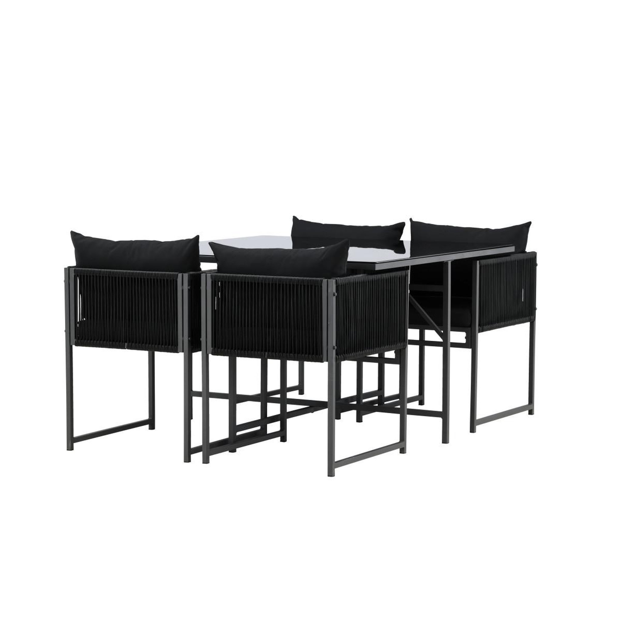 Voir la diapositive 2 : Paris Prix Ensemble table de jardin & 4 chaises  noto  120cm noir