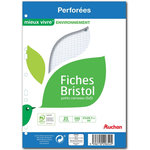 AUCHAN Lot de 25 fiches bristol 21x29,7cm petits carreaux 5x5 perforées