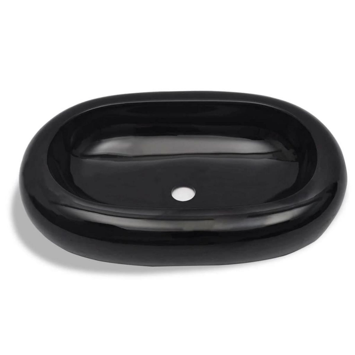 VIDAXL Vasque ovale ceramique Noir pour salle de bain