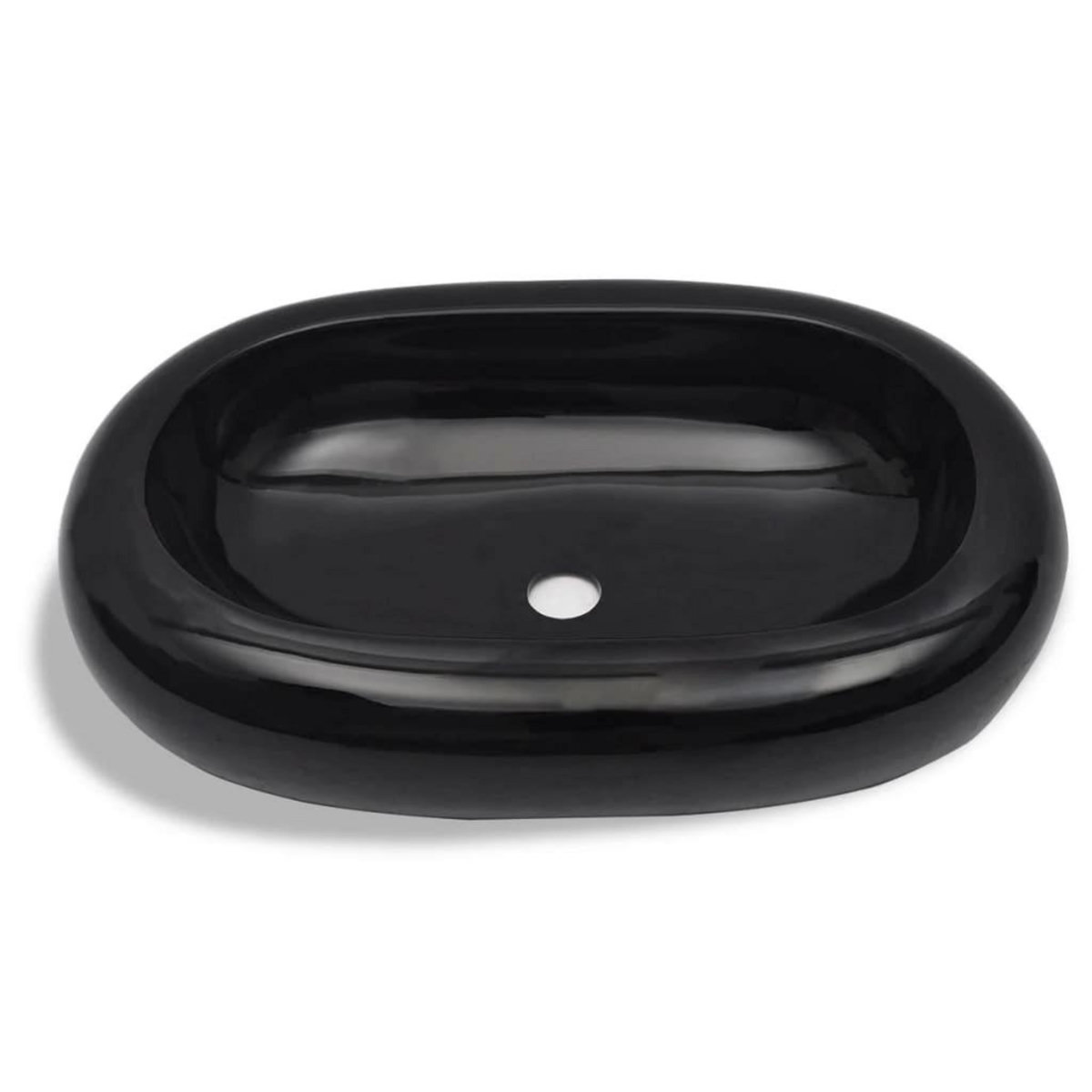 VIDAXL Vasque ovale ceramique Noir pour salle de bain
