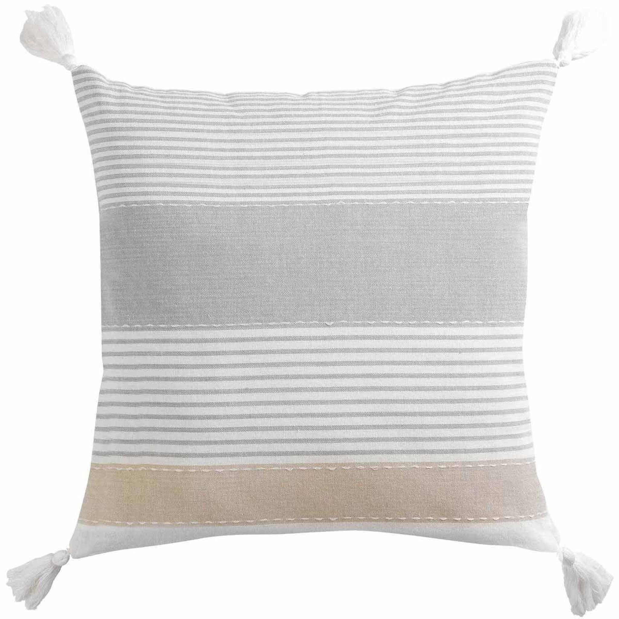 Douceur d'Intérieur Coussin déco à pompons  iliade  60x60cm gris