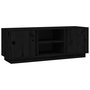 Voir la diapositive 2 : VIDAXL Meuble TV Noir 110x35x40,5 cm Bois de pin massif