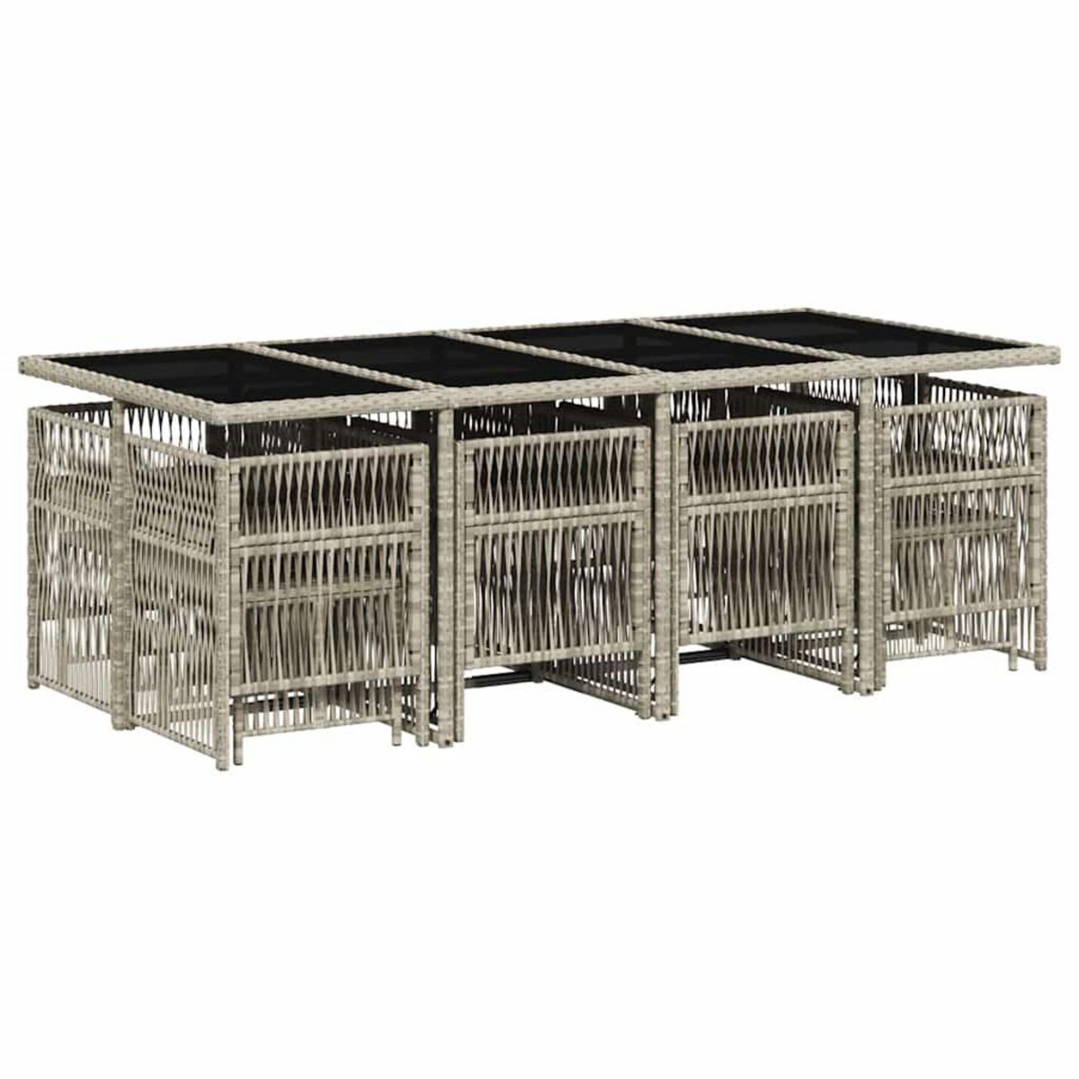 VIDAXL Ensemble a manger de jardin et coussins 13 pcs gris clair rotin