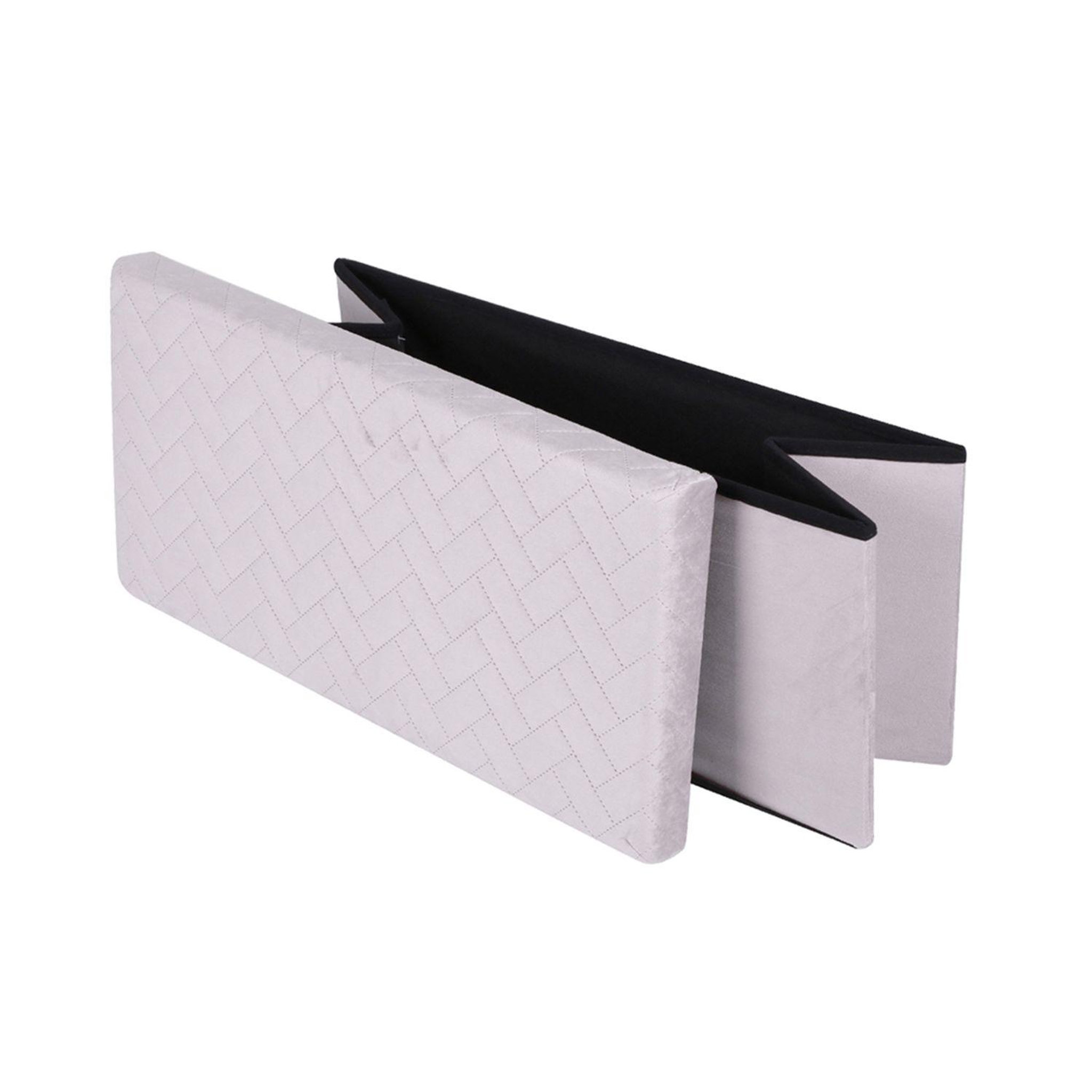 Voir la diapositive 3 : TOILINUX Banc de rangement pliable kube en velours - gris clair