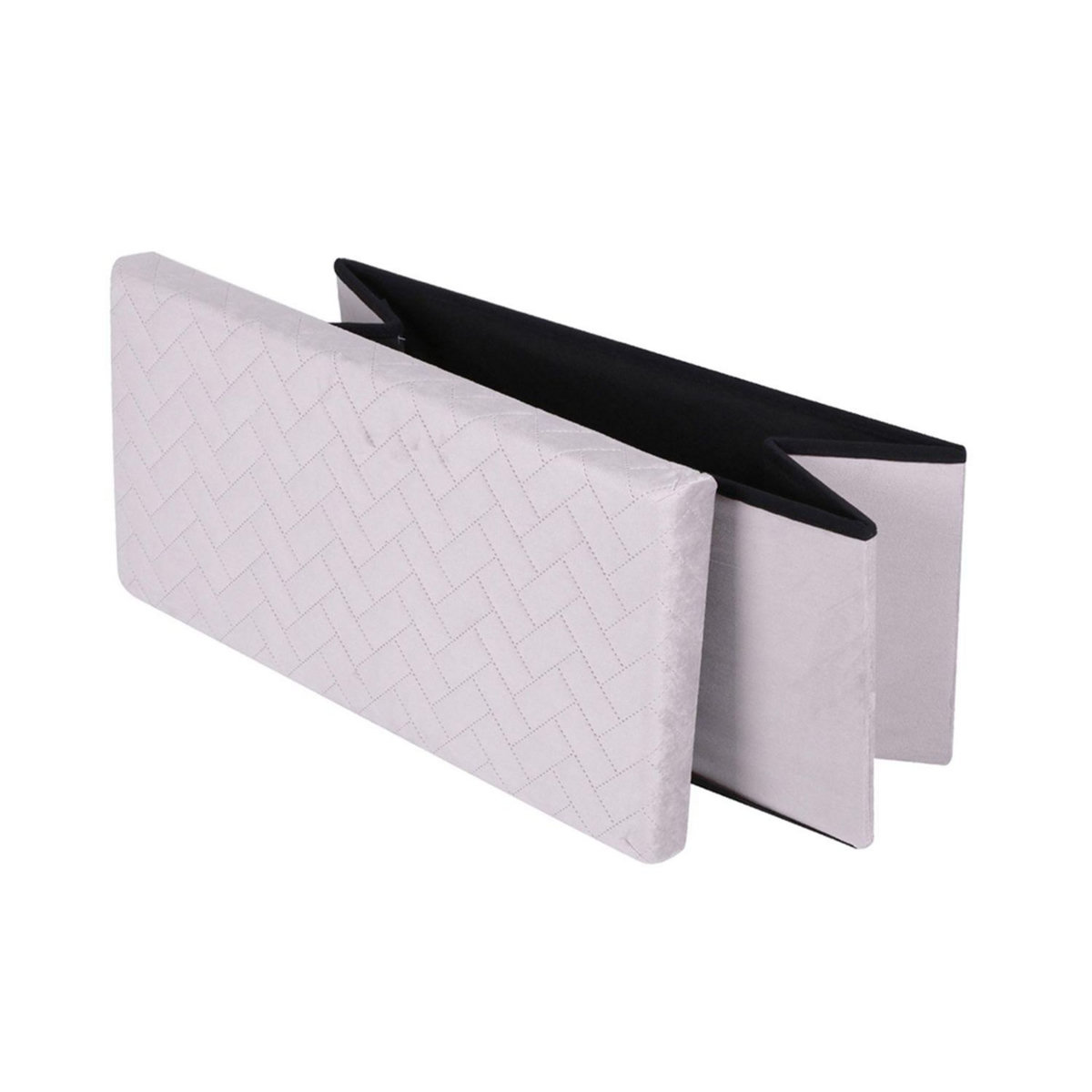 TOILINUX Banc de rangement pliable Kube en velours - Gris clair