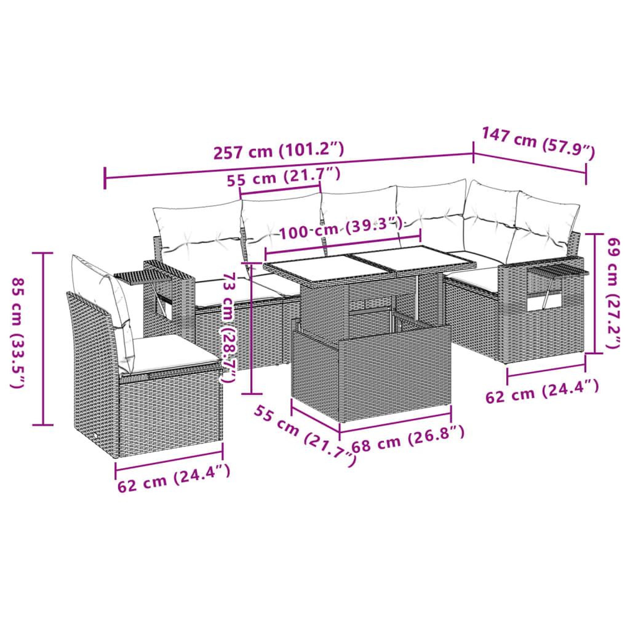 Voir la diapositive 6 : VIDAXL Salon de jardin avec coussins 7 pcs marron resine tressee