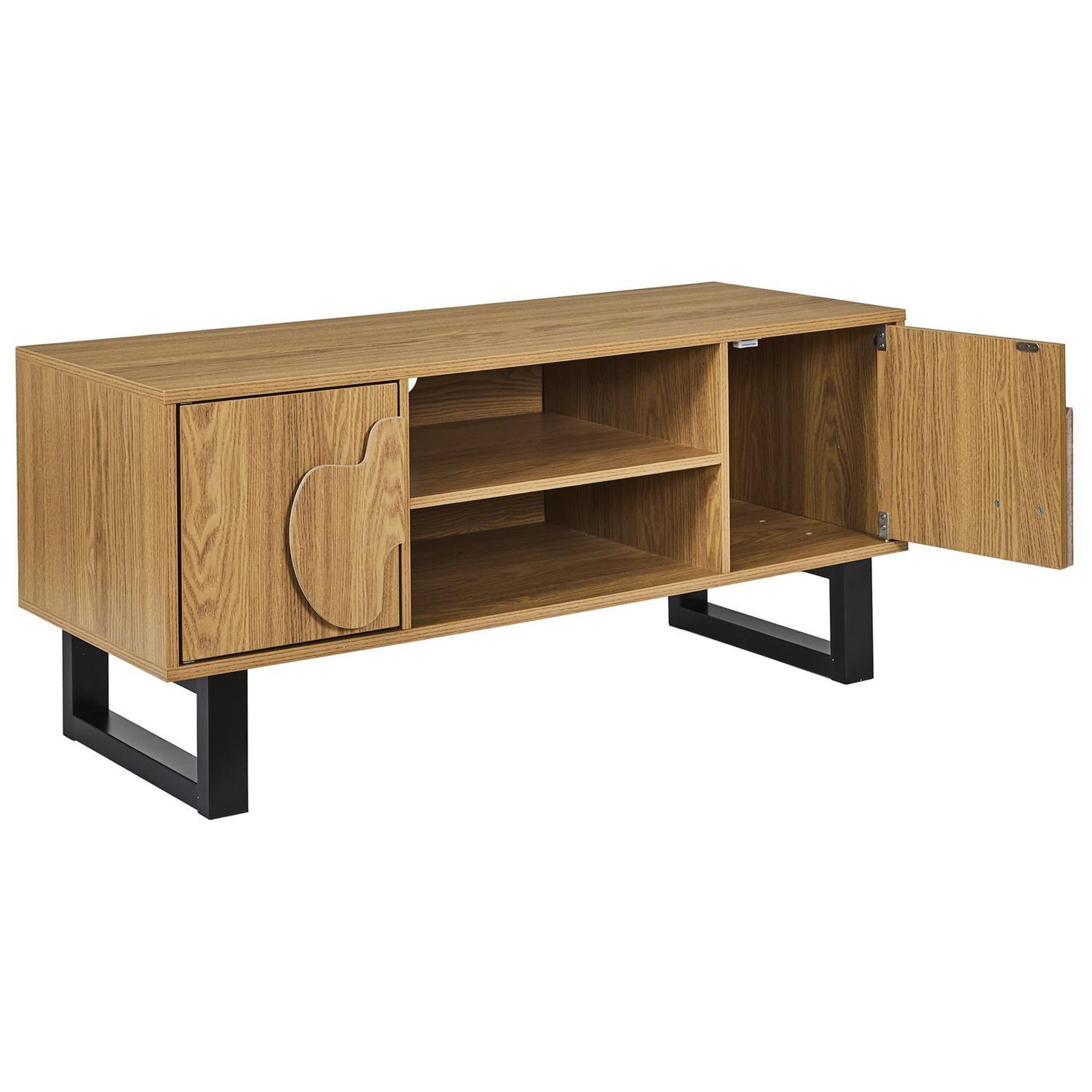 Voir la diapositive 4 : The Home Deco Factory Meuble tv 2 portes et 2 niches calypso - beige et noir
