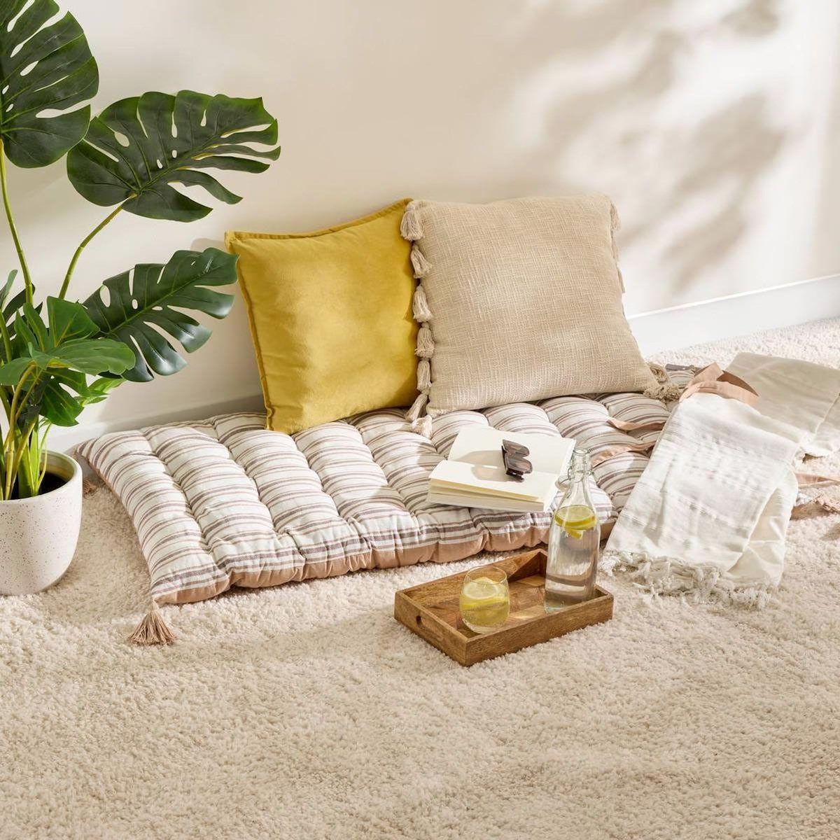 ATMOSPHERA Matelas de Sol à Rayures  Groove  60x120cm Beige