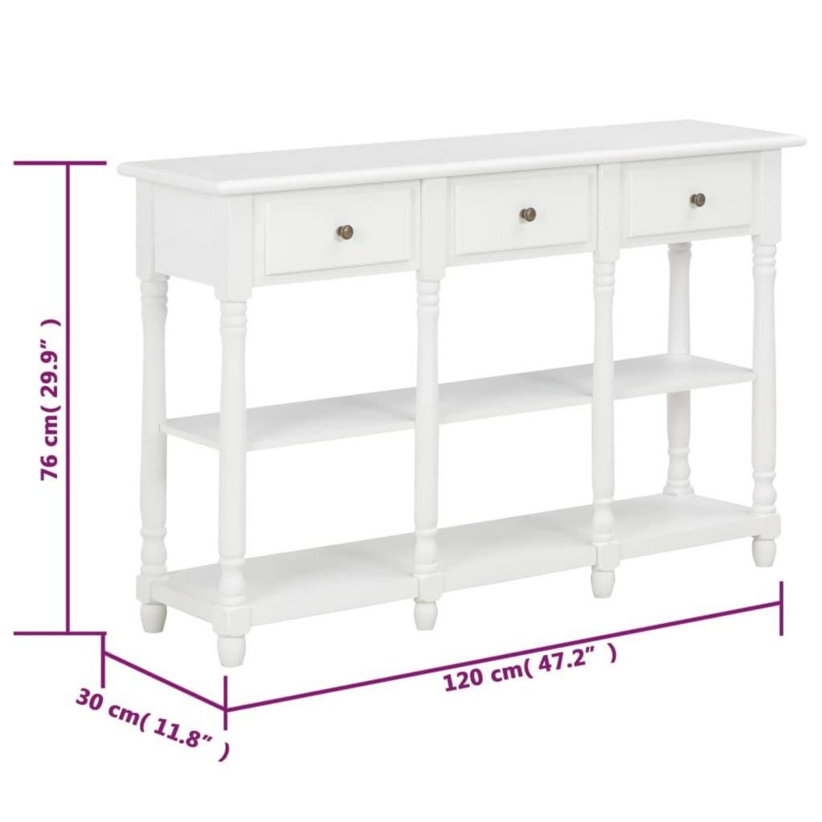 VIDAXL Table console Blanc 120x30x76 cm MDF