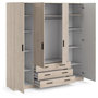 Voir la diapositive 4 : MARKET24 Armoire VEGA - Décor Chene Jackson - 4 portes + 3 tiroirs - L 195,5 x P 49,6 x H 200,4 cm