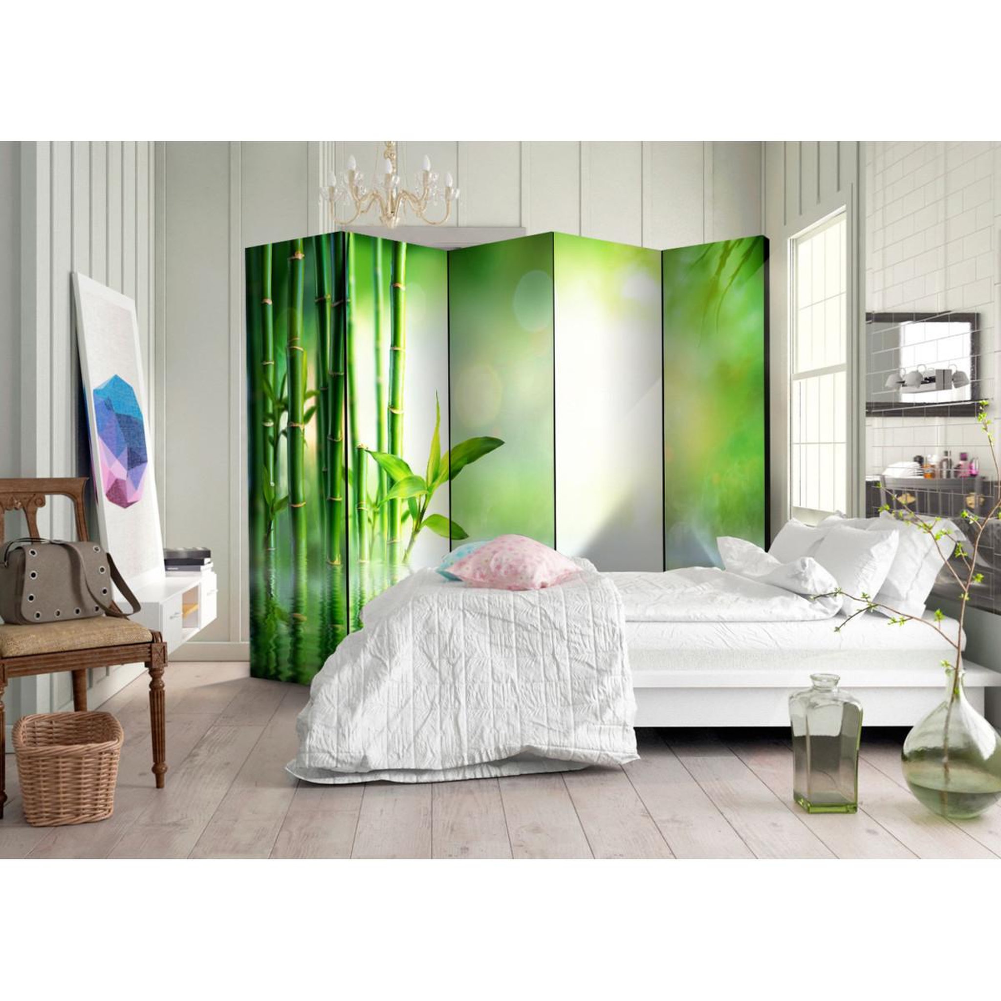 Voir la diapositive 2 : Paris Prix Paravent 5 volets  green bamboo  172x225cm