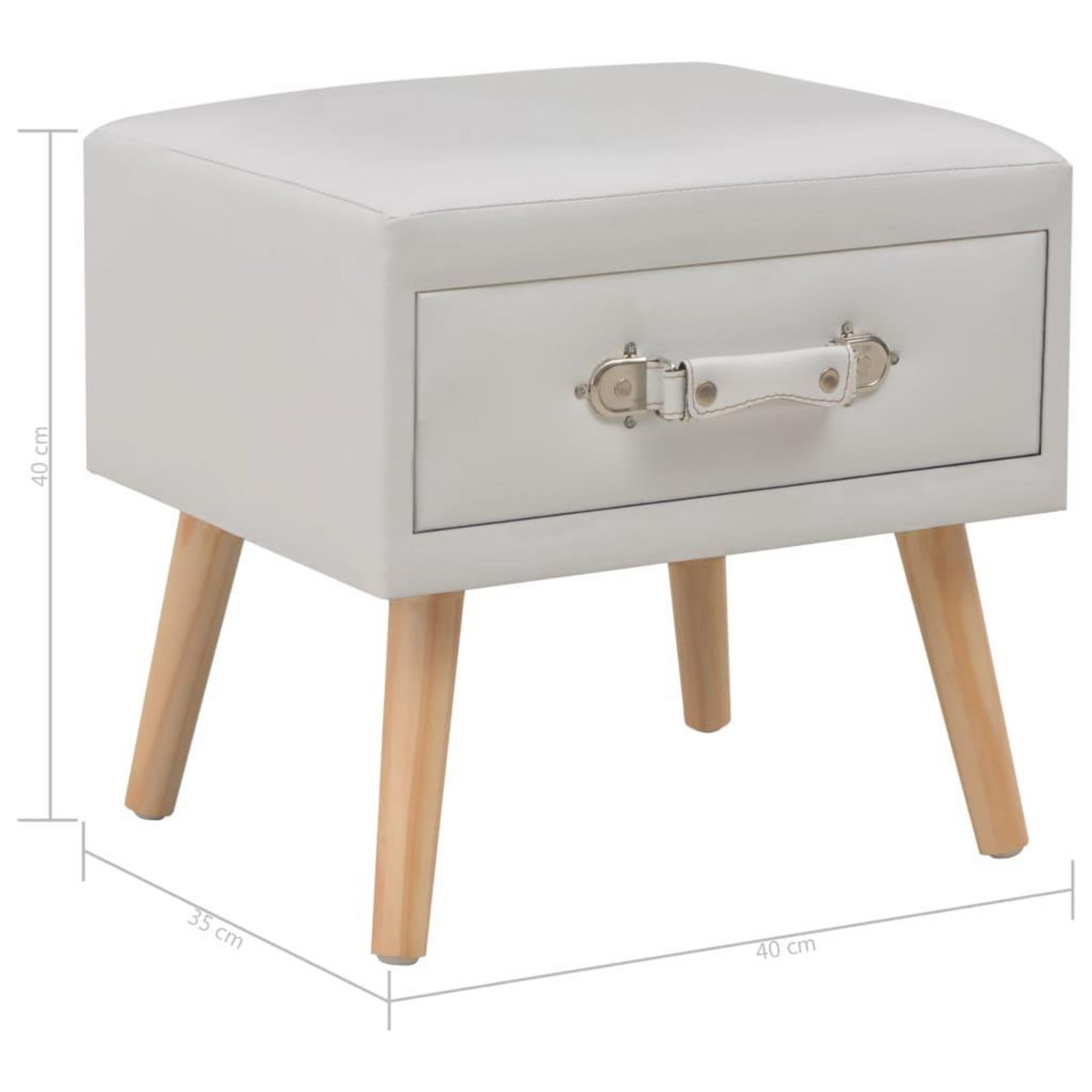 VIDAXL Table de chevet Blanc 40x35x40 cm Similicuir