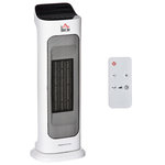HOMCOM Chauffage soufflant oscillant 2000 W - radiateur céramique PTC - 3 niveaux de puissance - chauffage d'appoint avec télécommande blanc noir