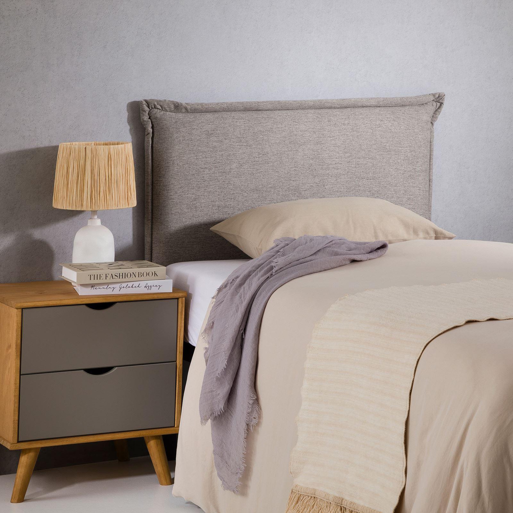 Voir la diapositive 4 : IDIMEX Tête de lit nerina 90 sur pieds, en tissu