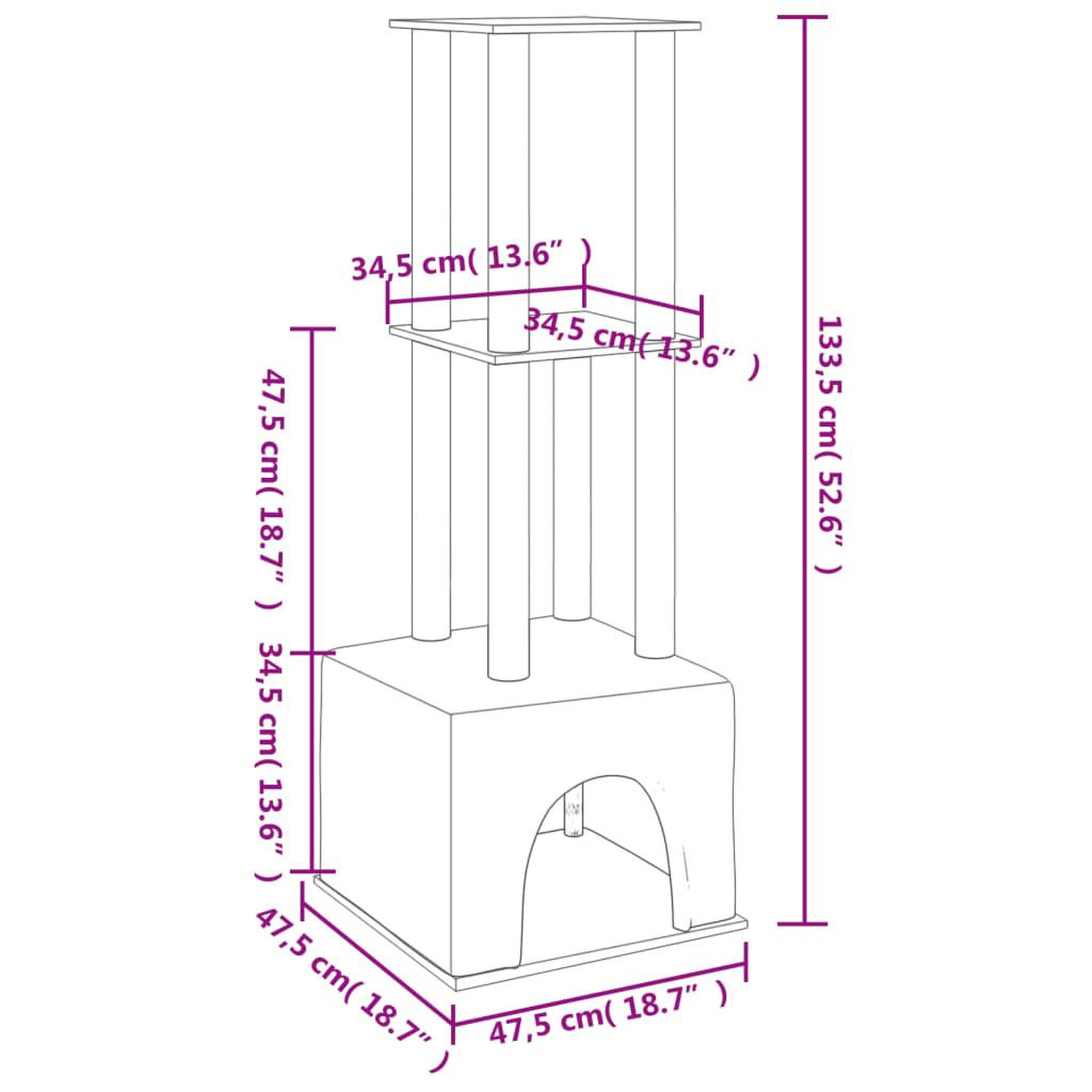Voir la diapositive 6 : VIDAXL Arbre a chat avec griffoirs en sisal Gris fonce 133,5 cm
