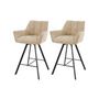 Voir la diapositive 1 : LISA DESIGN Hatti - lot de 2 tabourets de bar pivotants - en tissu bouclette sable