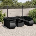 VIDAXL Salon de jardin 10 pcs avec coussins noir resine tressee