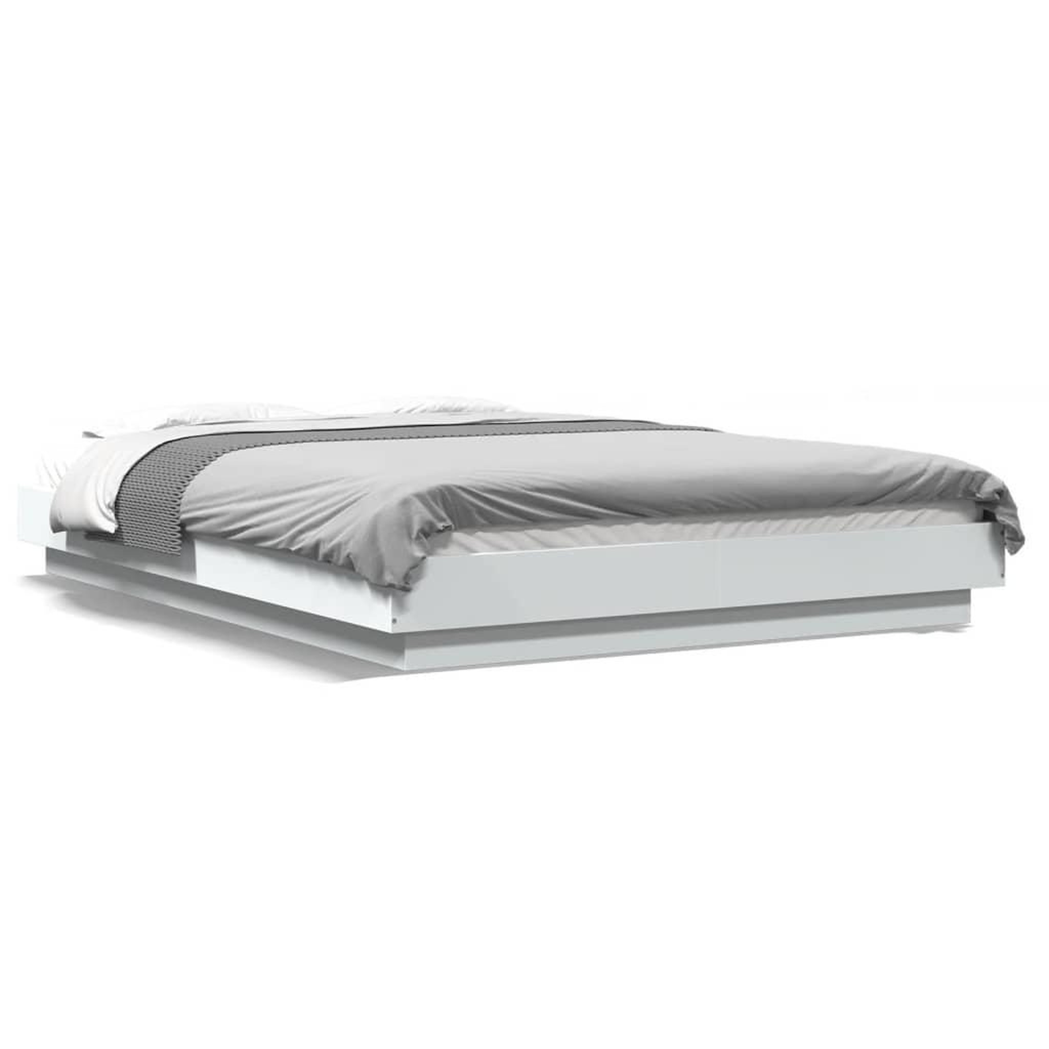 Voir la diapositive 2 : VIDAXL Cadre de lit avec lumieres LED sans matelas blanc 135x190 cm