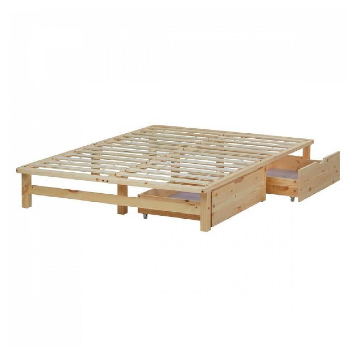 HomeStyle4U Lit en Palette 140x200 cm avec 2 Tiroirs et Sommier à Lattes - Élégance et Praticité