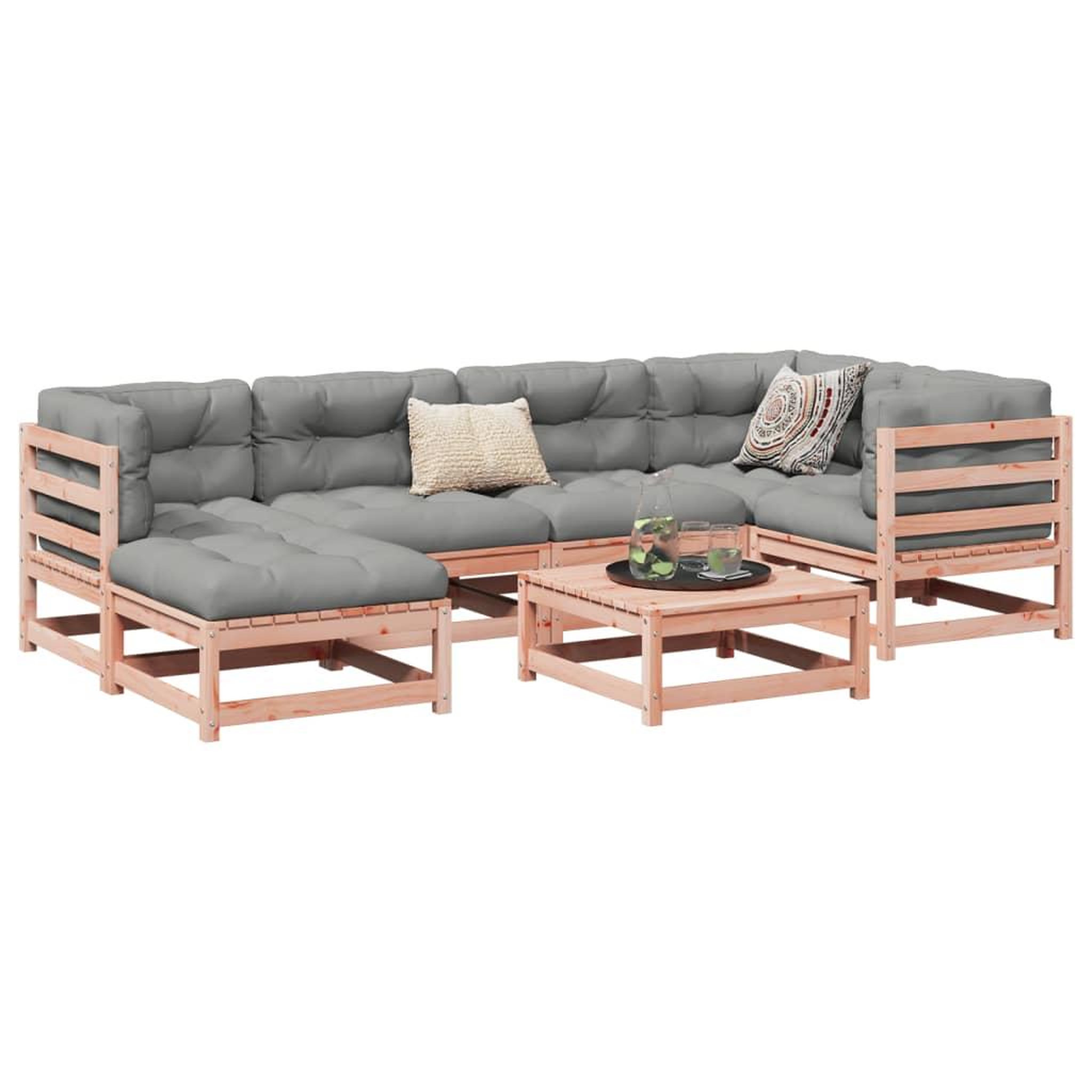 Voir la diapositive 1 : VIDAXL Salon de jardin 7 pcs bois massif sapin de douglas