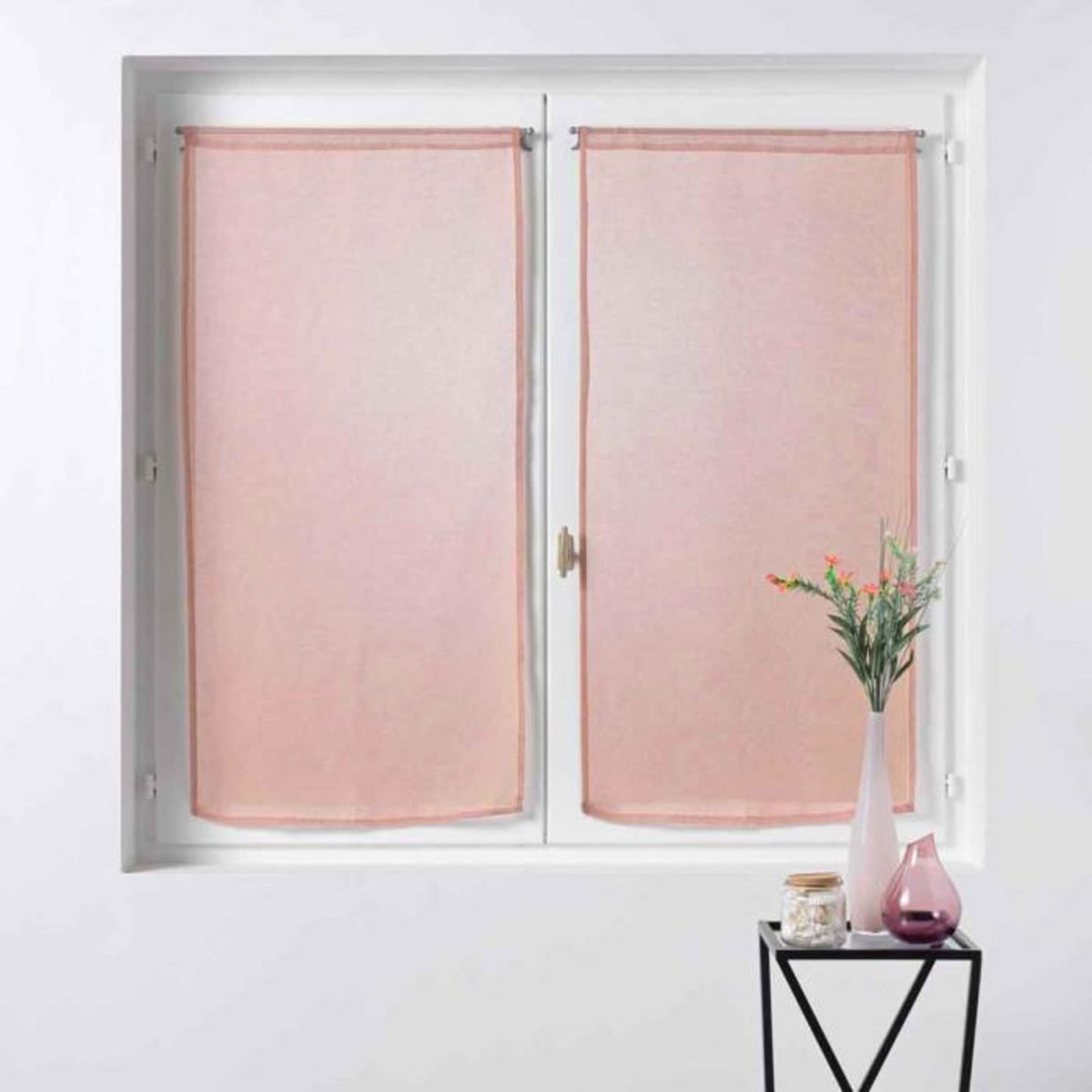 Paris Prix Paire de Voilages  Sandra  60x120cm Rose