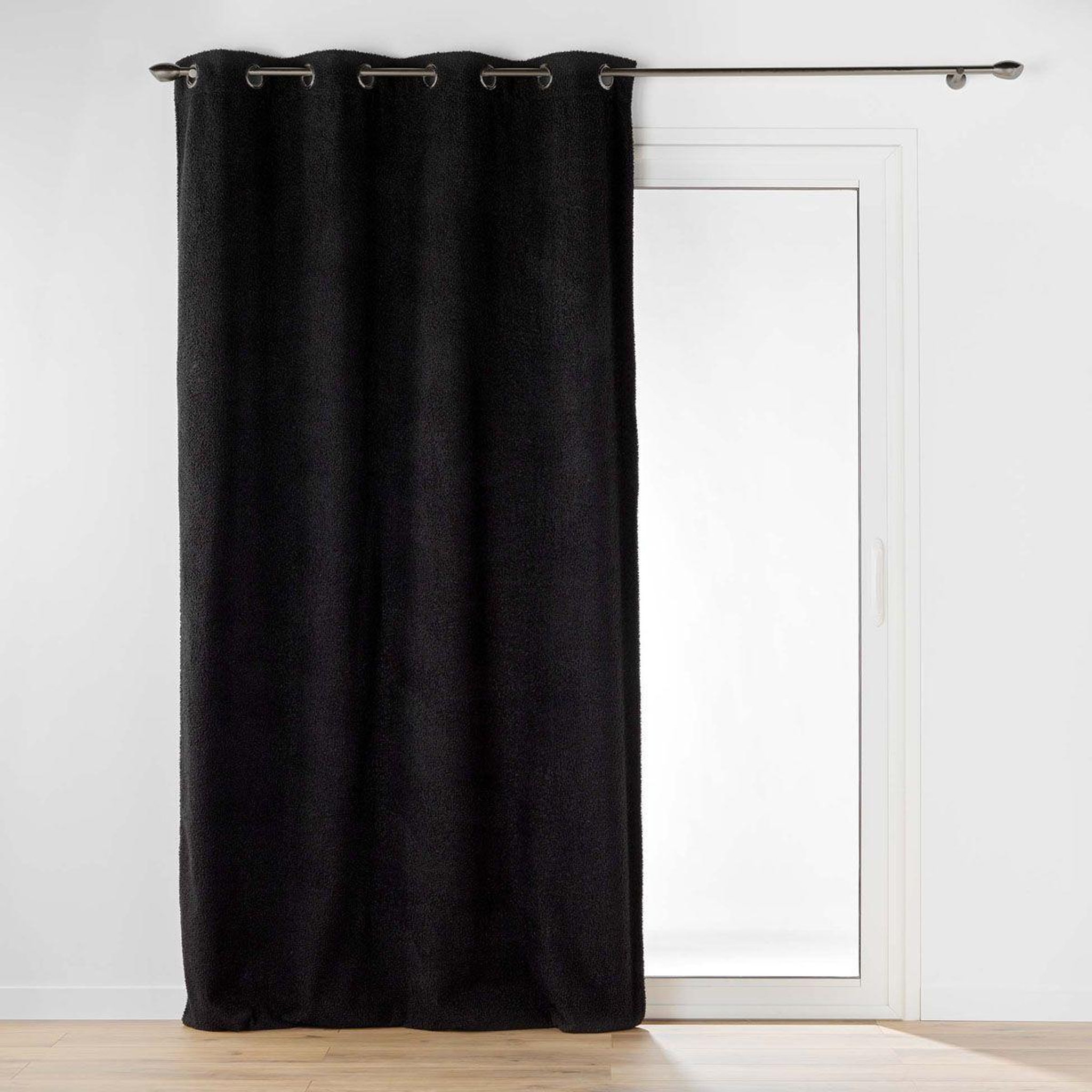 Douceur d'Intérieur Rideau à œillets bouclette  wooly  140x240cm noir