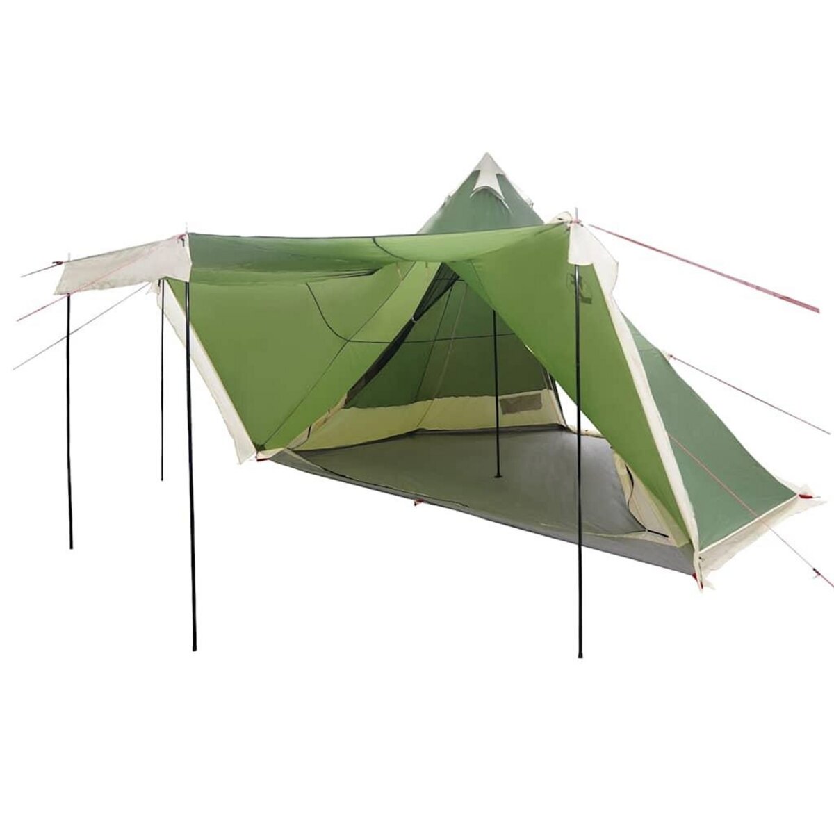VIDAXL Tente familiale tipi 6 personnes vert impermeable