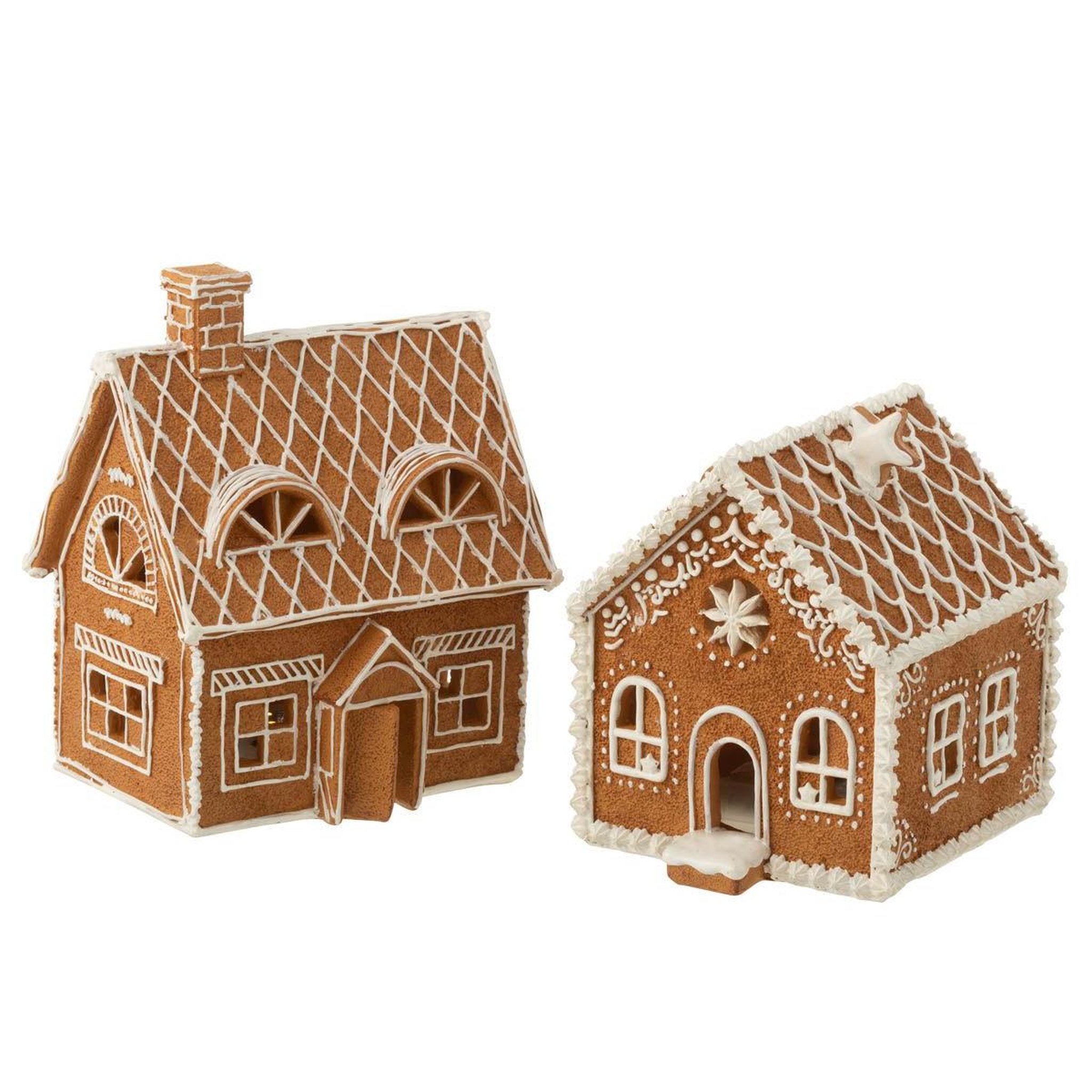 Voir la diapositive 4 : J-LINE Décoration de noël  maison pain d'épice  22cm marron