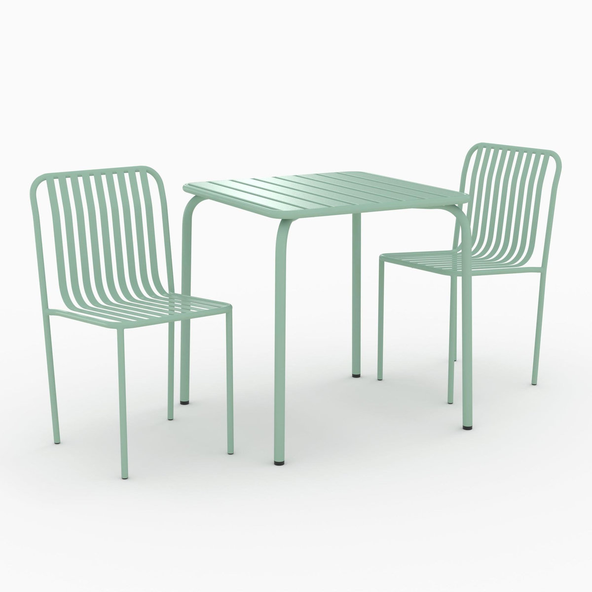 Rendez vous déco Table et chaises de jardin en métal vert 2 personnes-Yumi