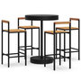 Voir la diapositive 2 : VIDAXL Ensemble de bar jardin 5 pcs noir poly rotin/bois massif acacia