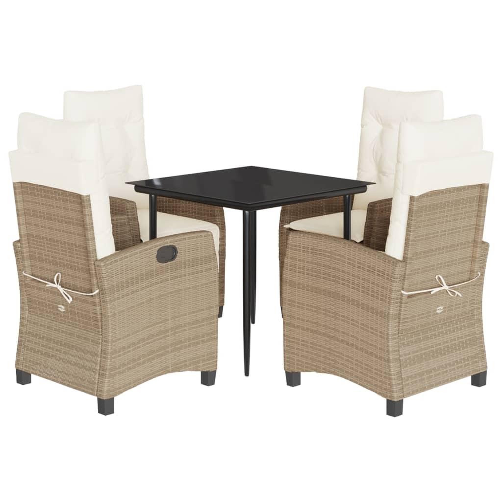 Voir la diapositive 2 : VIDAXL Ensemble a manger de jardin avec coussins 5pcs Beige poly rotin