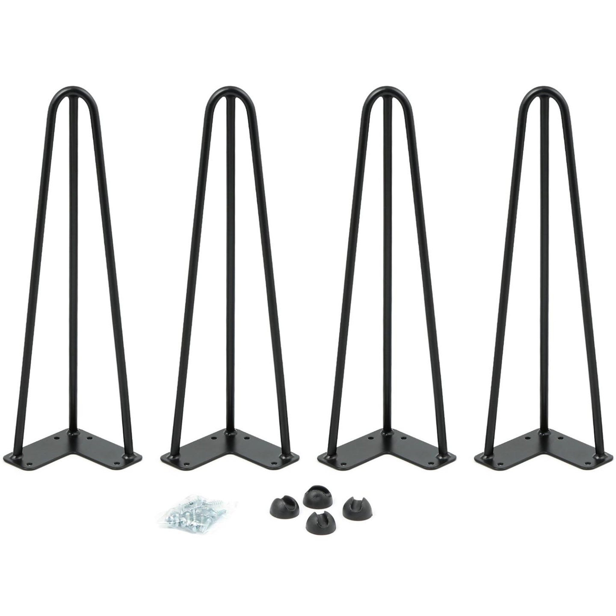 ID MARKET Lot de 4 pieds épingle 40,5 cm pour table noir design industriel