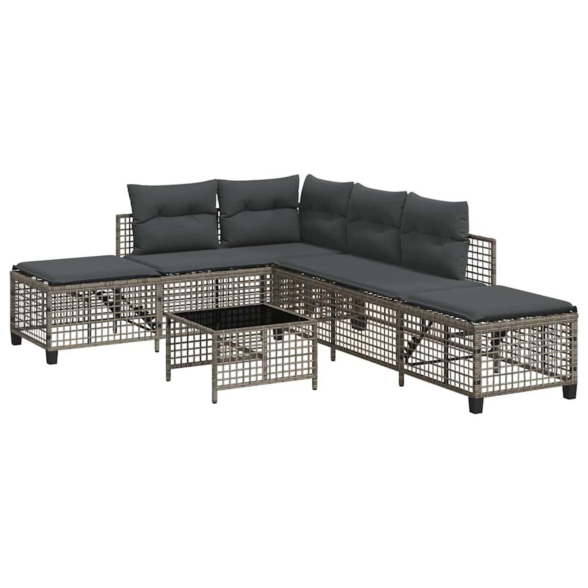 Voir la diapositive 2 : VIDAXL Salon de jardin d'angle avec coussins 3 pcs gris resine tressee