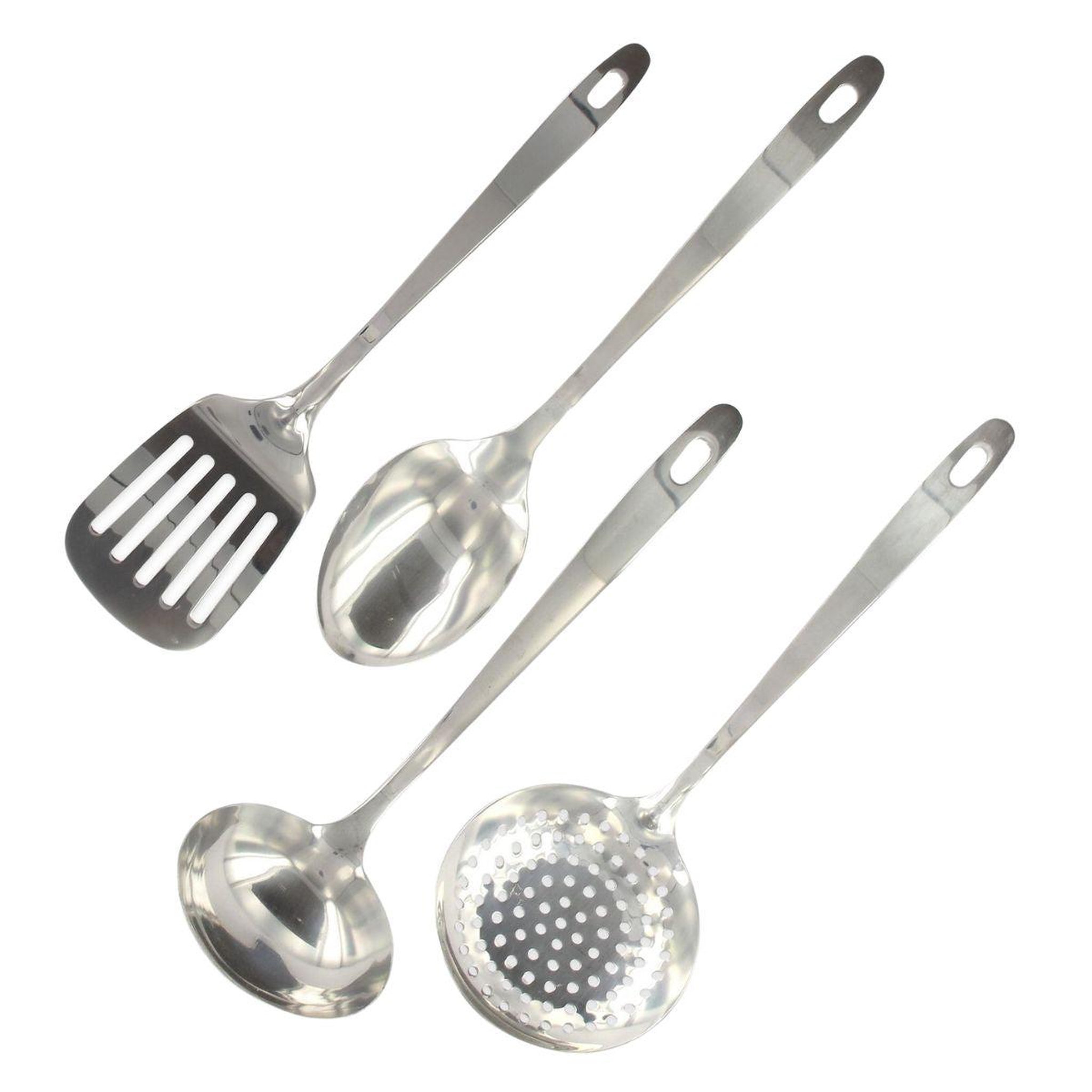 Fackelmann Ensemble de 4 ustensiles de cuisine en inox louche spatule ajourée cuillère et écumoire fackelmann oxford